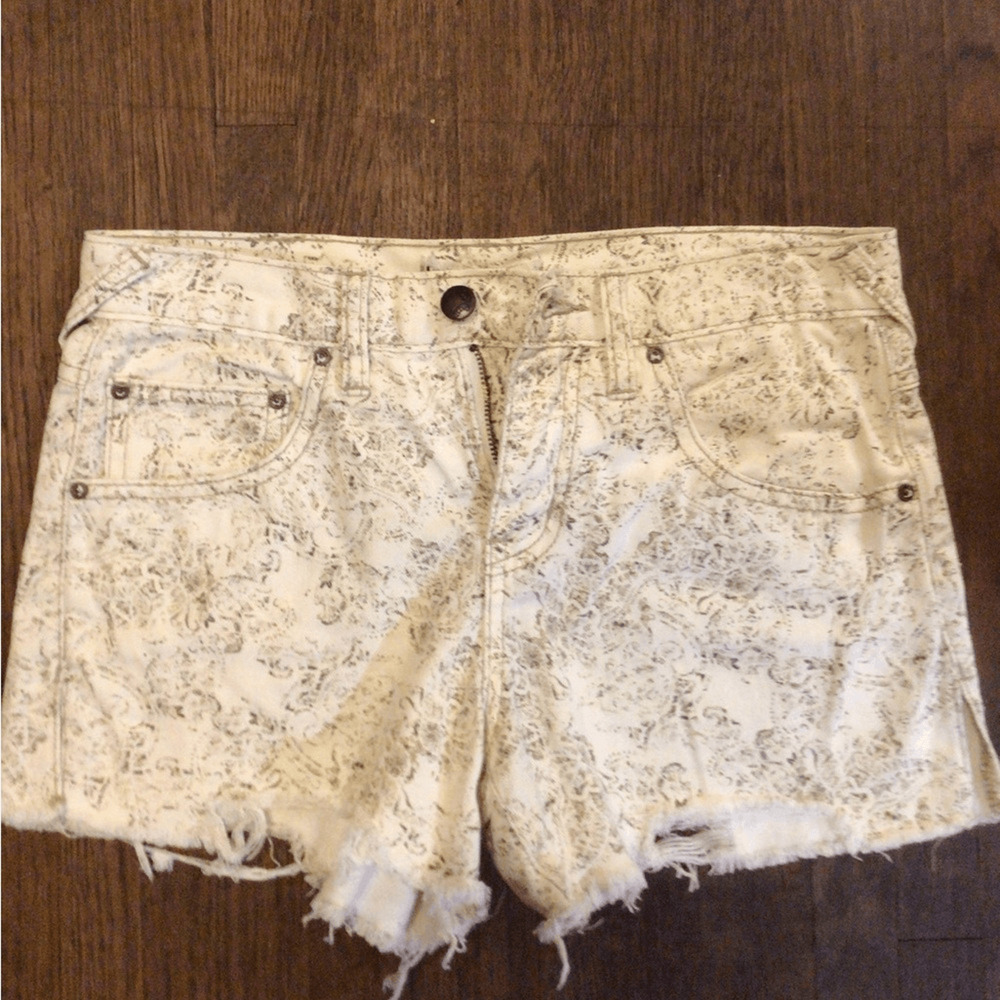 Free People gold Cream foil Patterned Shorts